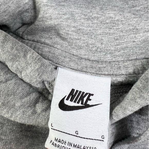 Nike Club Fleece Hoodie Sweatshirt Grey Size Large - Picture 9 of 9